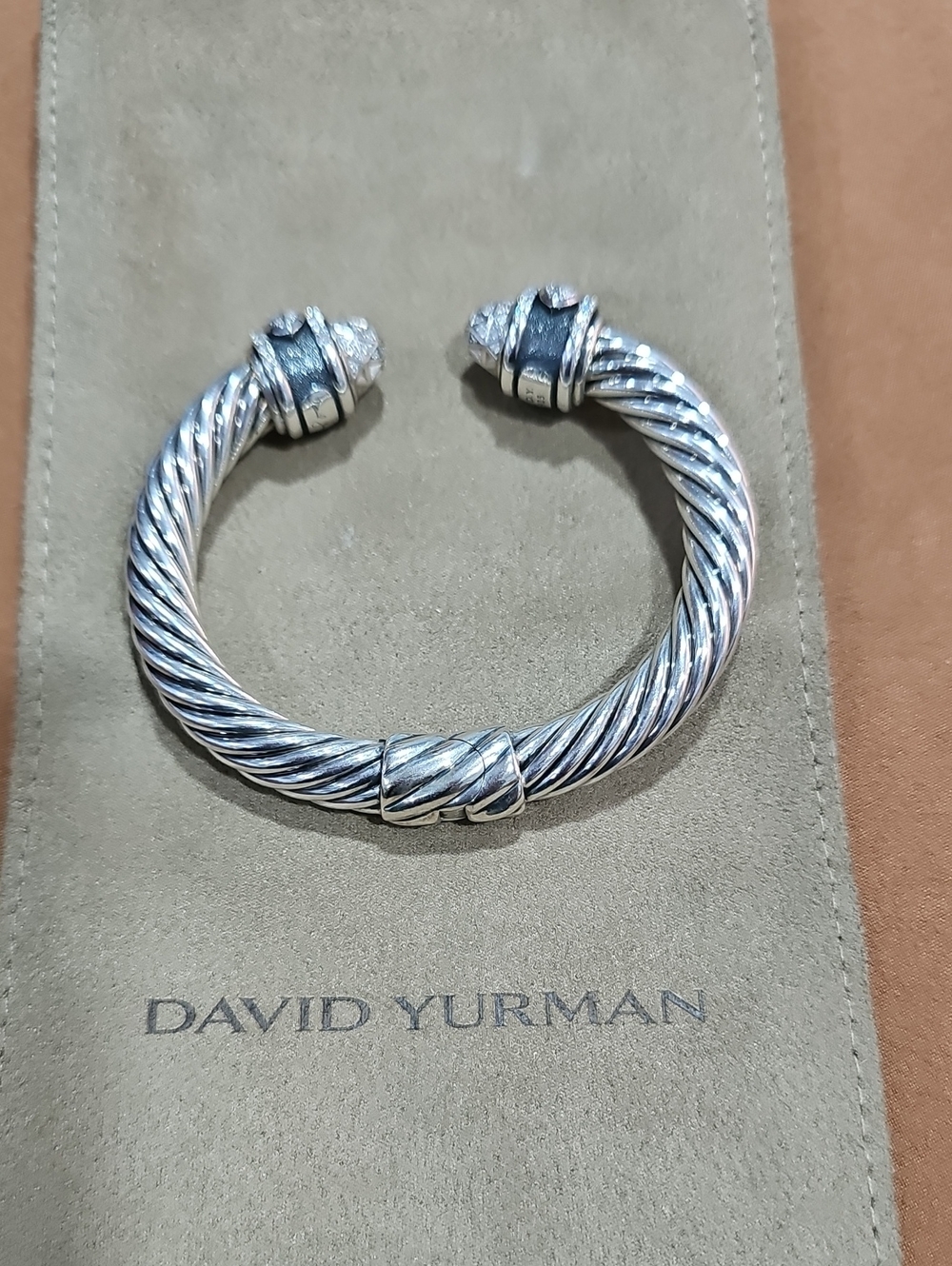 David Yurman Silver Twisted Cable Men's Cuff Bracelet